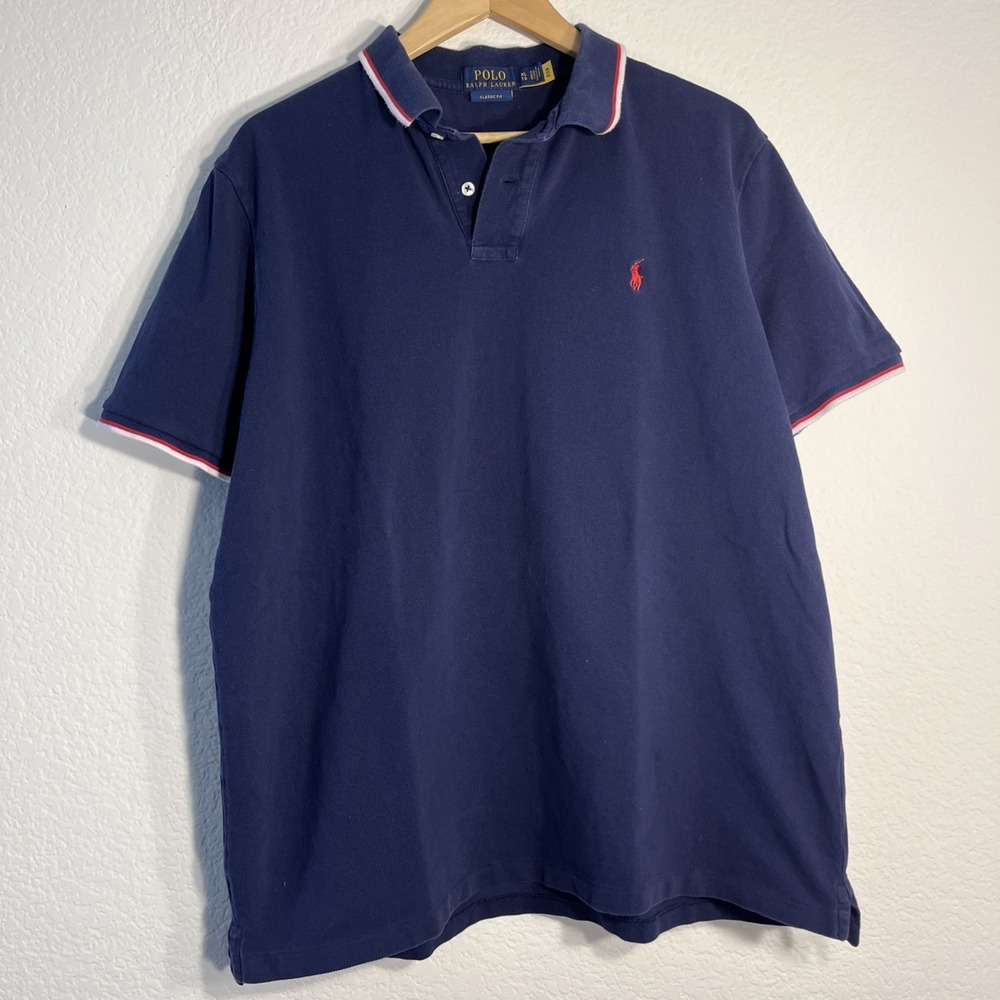 Polo Ralph Lauren Polo Navy With Red Pony Short Sleeve  Size XL